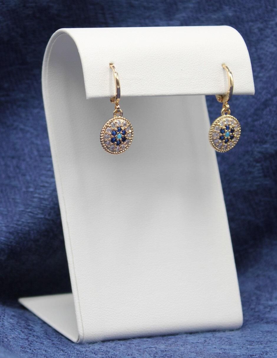 Aretes y collar de ojo Ojo Turco 14 K zirconia cúbica 3
