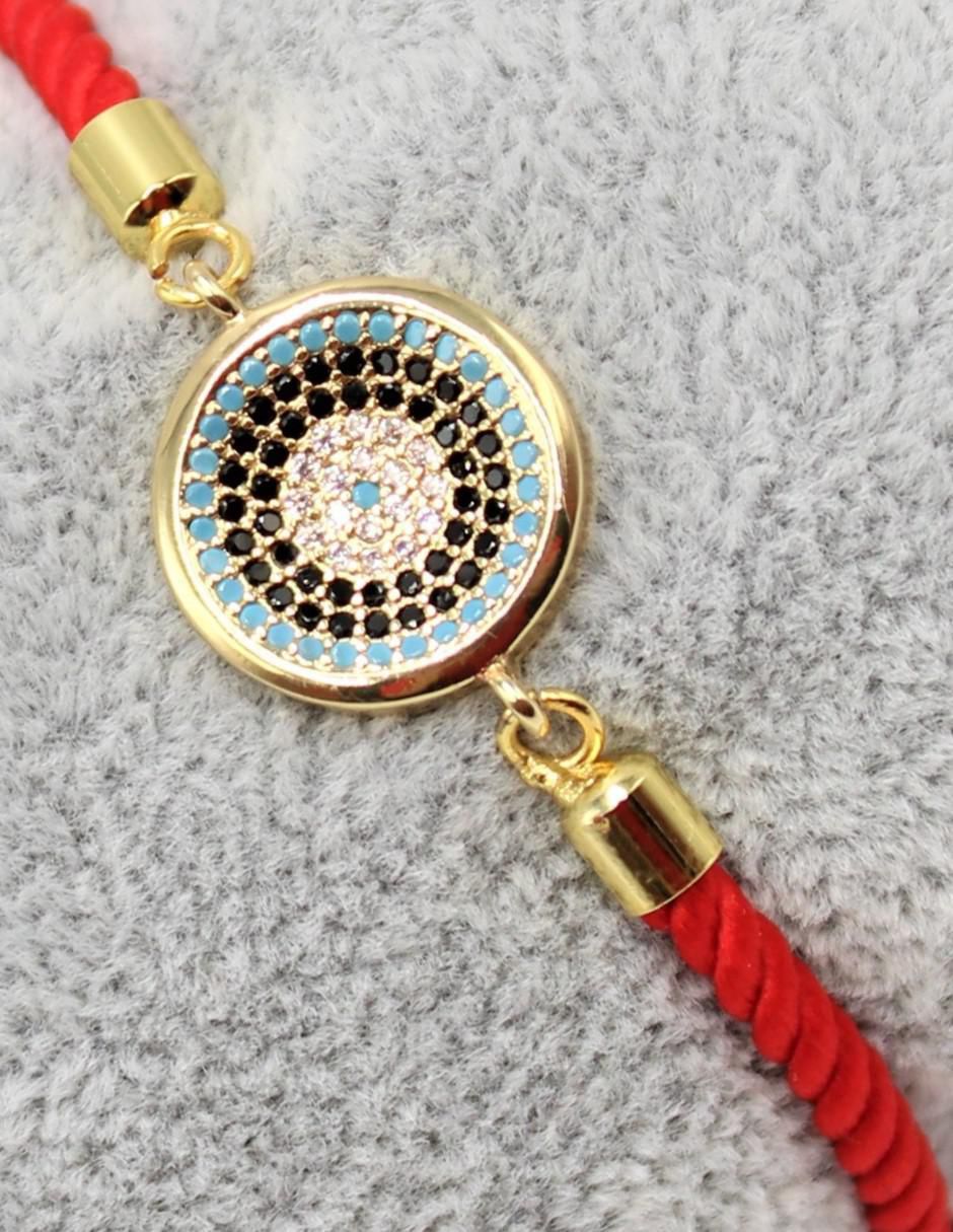Pulsera con zirconia Ojo Turco acabado baño de oro 2