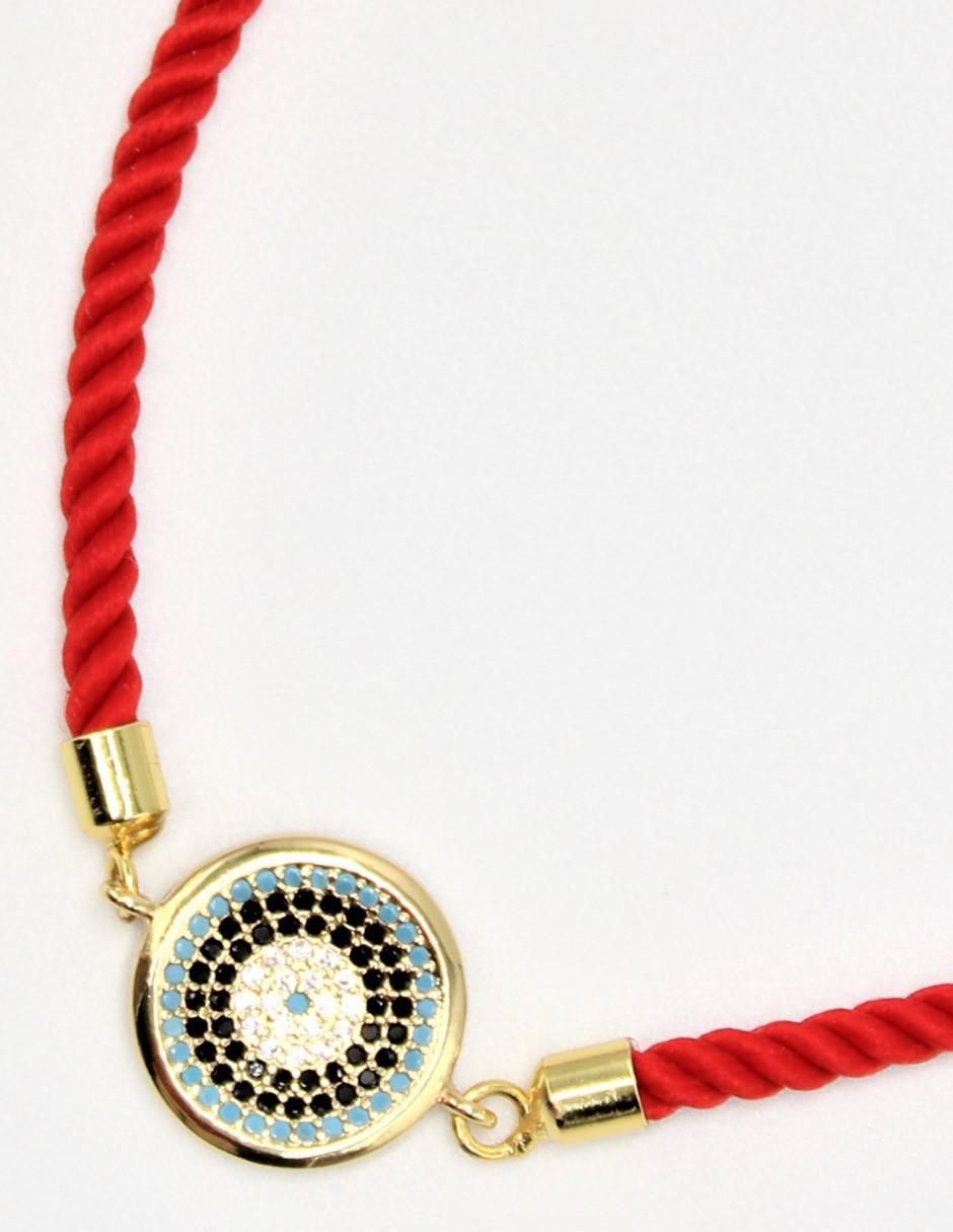 Pulsera con zirconia Ojo Turco acabado baño de oro 4