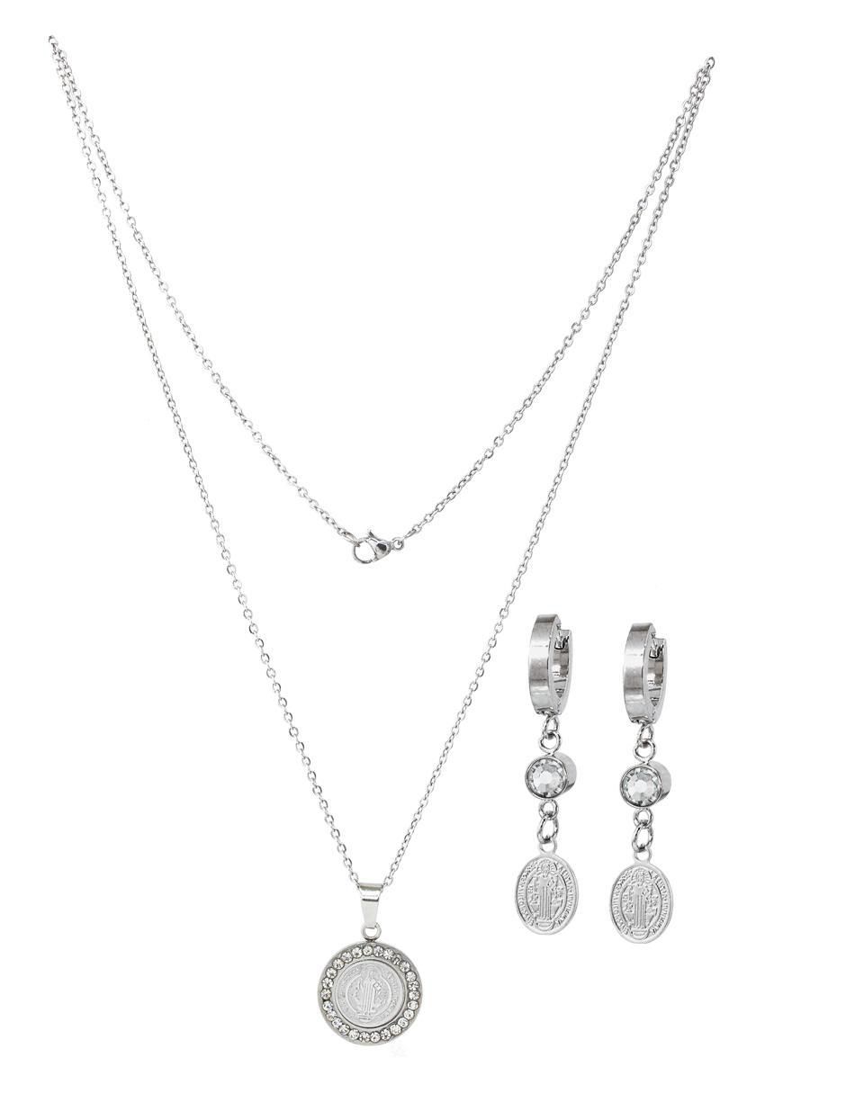 Aretes y collar NK Steel cristal