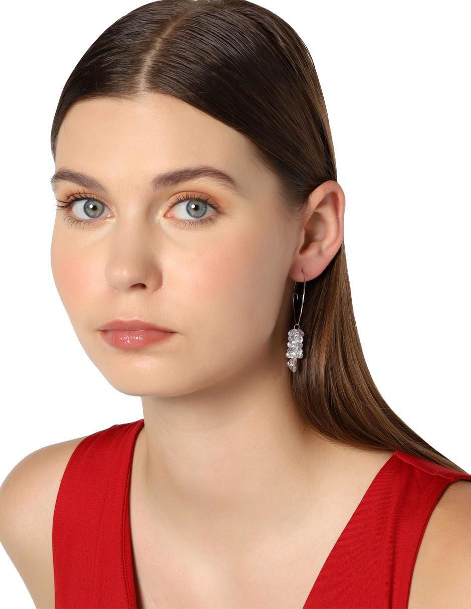 Aretes circulares con acabado baño de oro cristal 2