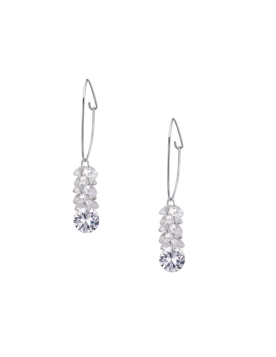Aretes circulares con acabado baño de oro cristal 3
