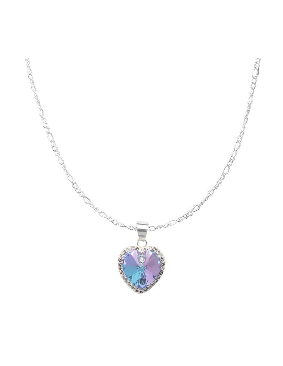Aretes, collar y pulsera de corazón de plata p 925 zirconia