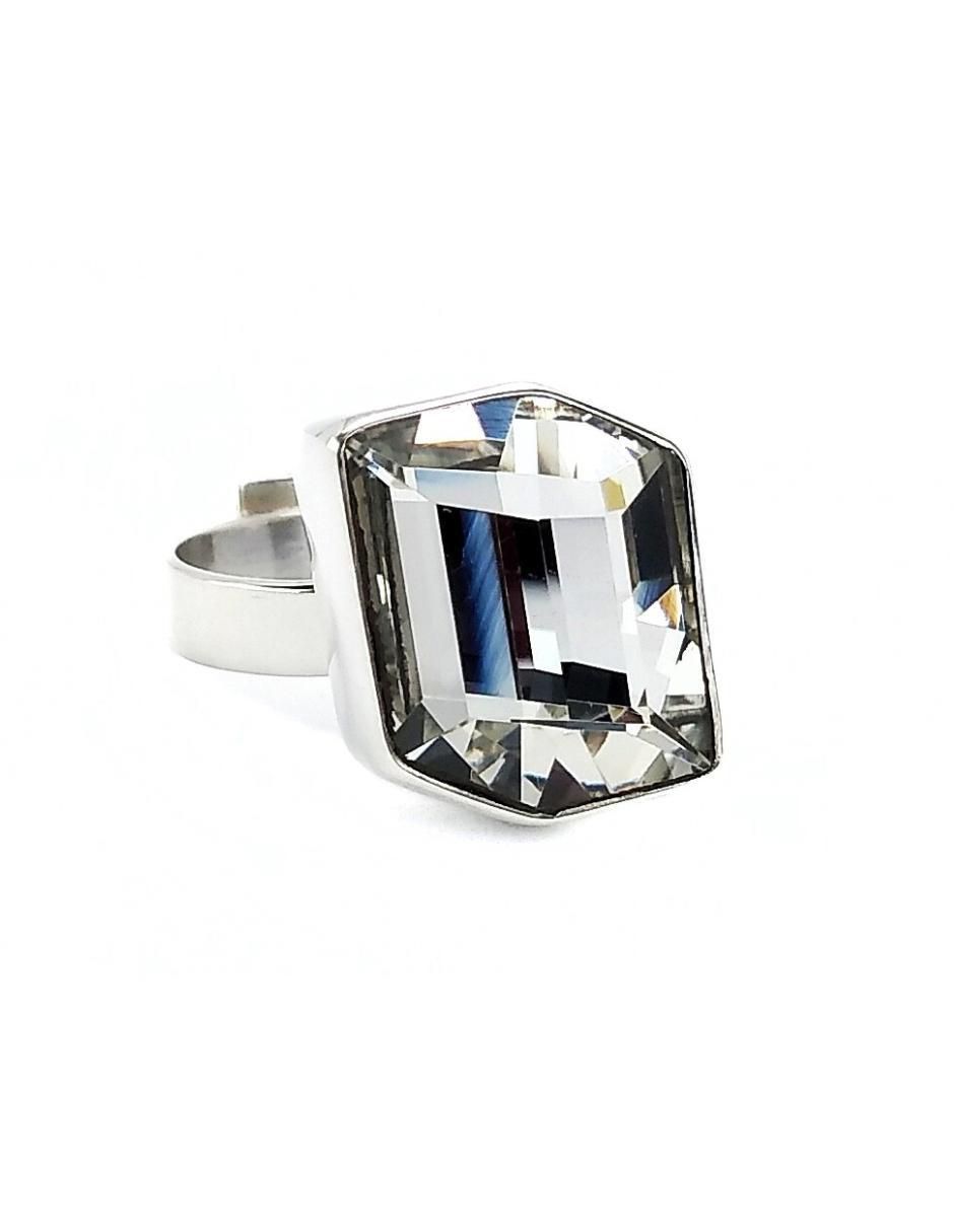 Anillo cuadrada Fancy P 925 de plata cristal brillante Anillo cuadrada Fancy P 925 de plata cristal brillante