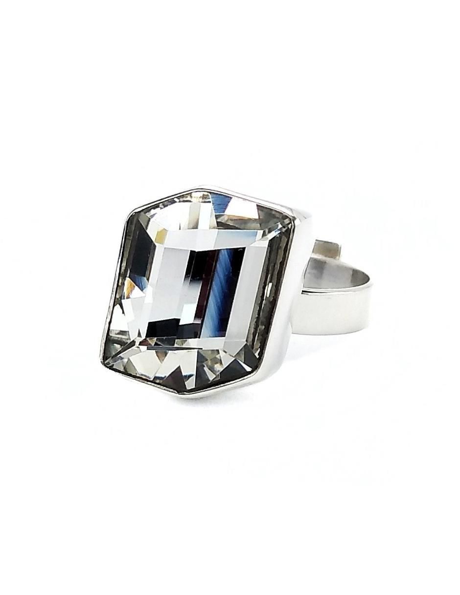 Anillo cuadrada Fancy P 925 de plata cristal brillante 3