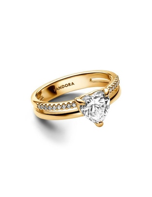 Anillo redondo Timeless de plata P 925 zirconia cúbica baño de oro Anillo redondo Timeless de plata P 925 zirconia cúbica baño de oro