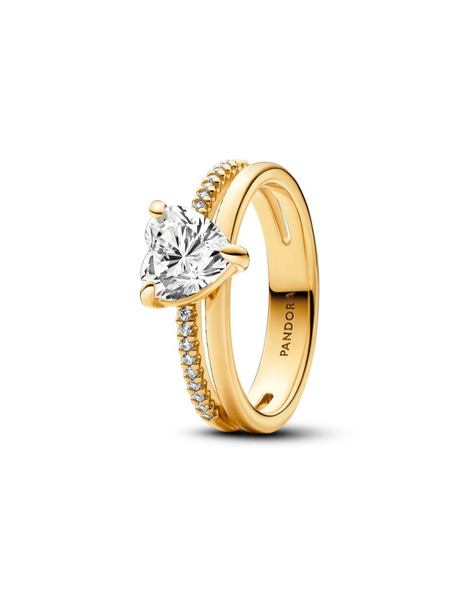 Anillo redondo Timeless de plata P 925 zirconia cúbica baño de oro 2
