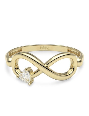 Anillo de corazón 14 k de oro zirconia brillante Anillo de corazón 14 k de oro zirconia brillante