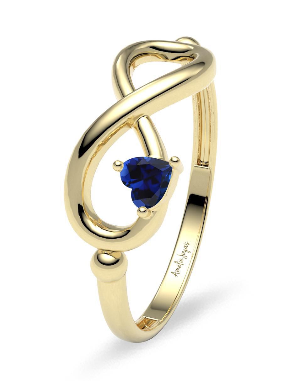 Anillo de corazón 14 k de oro zirconia brillante 5