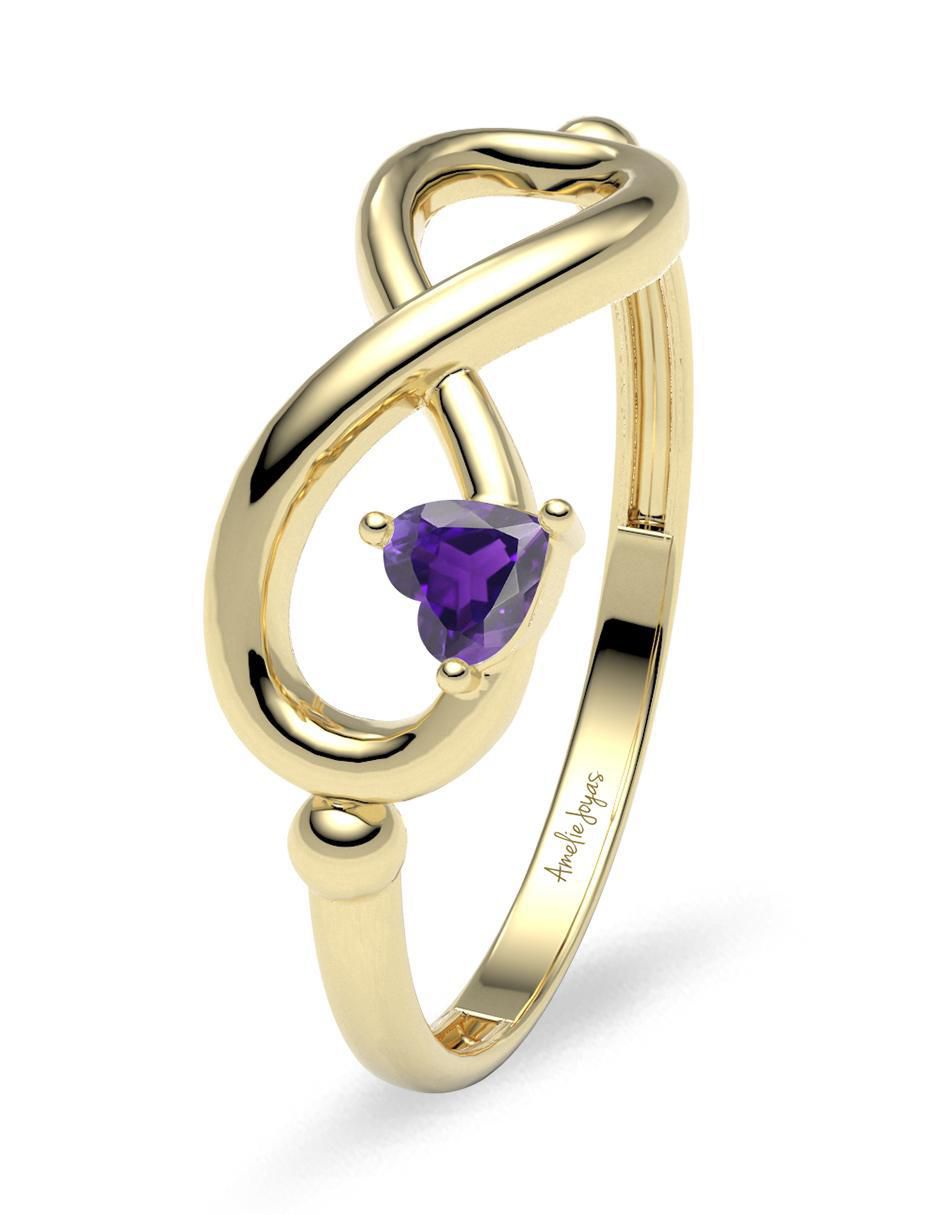 Anillo de corazón 14 k de oro zirconia brillante 5