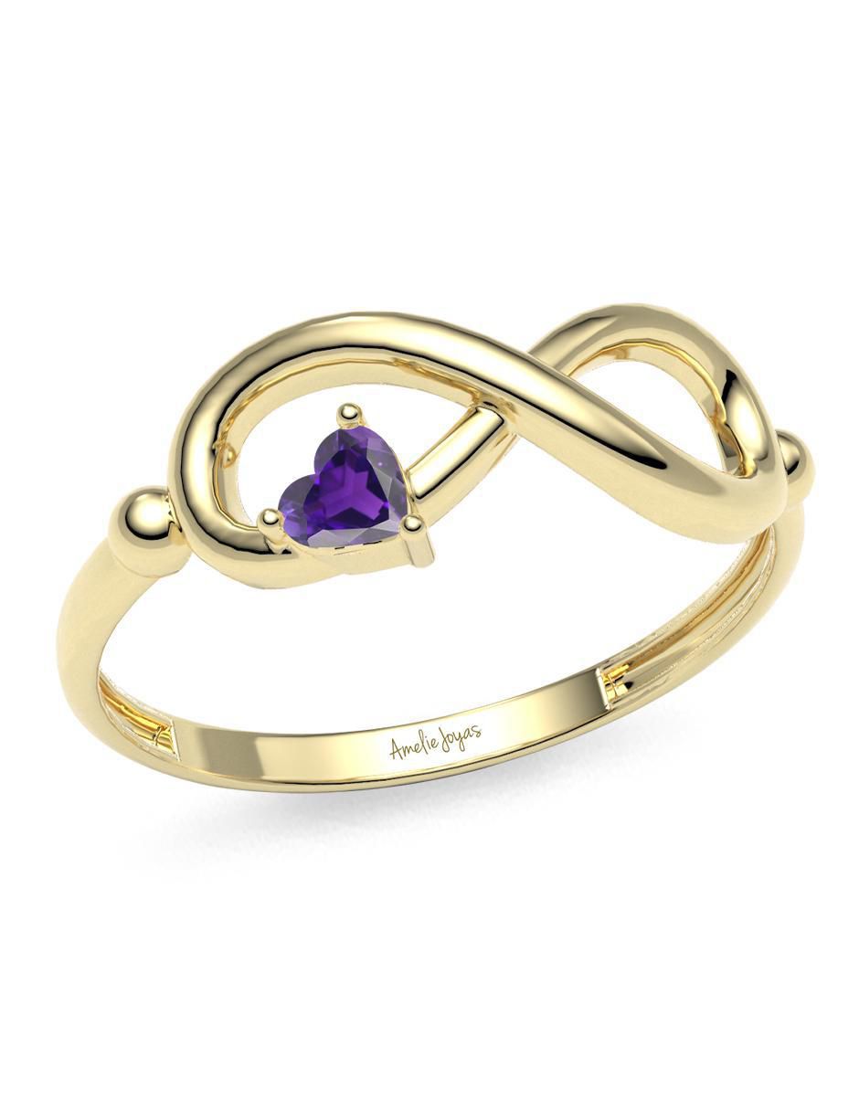 Anillo de corazón 14 k de oro zirconia brillante