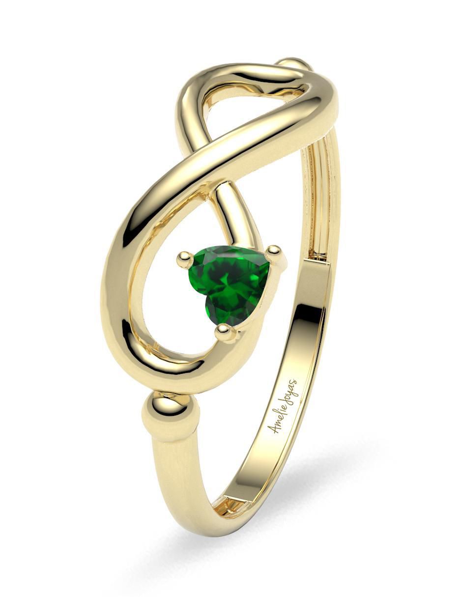 Anillo de corazón 14 k de oro zirconia brillante 5