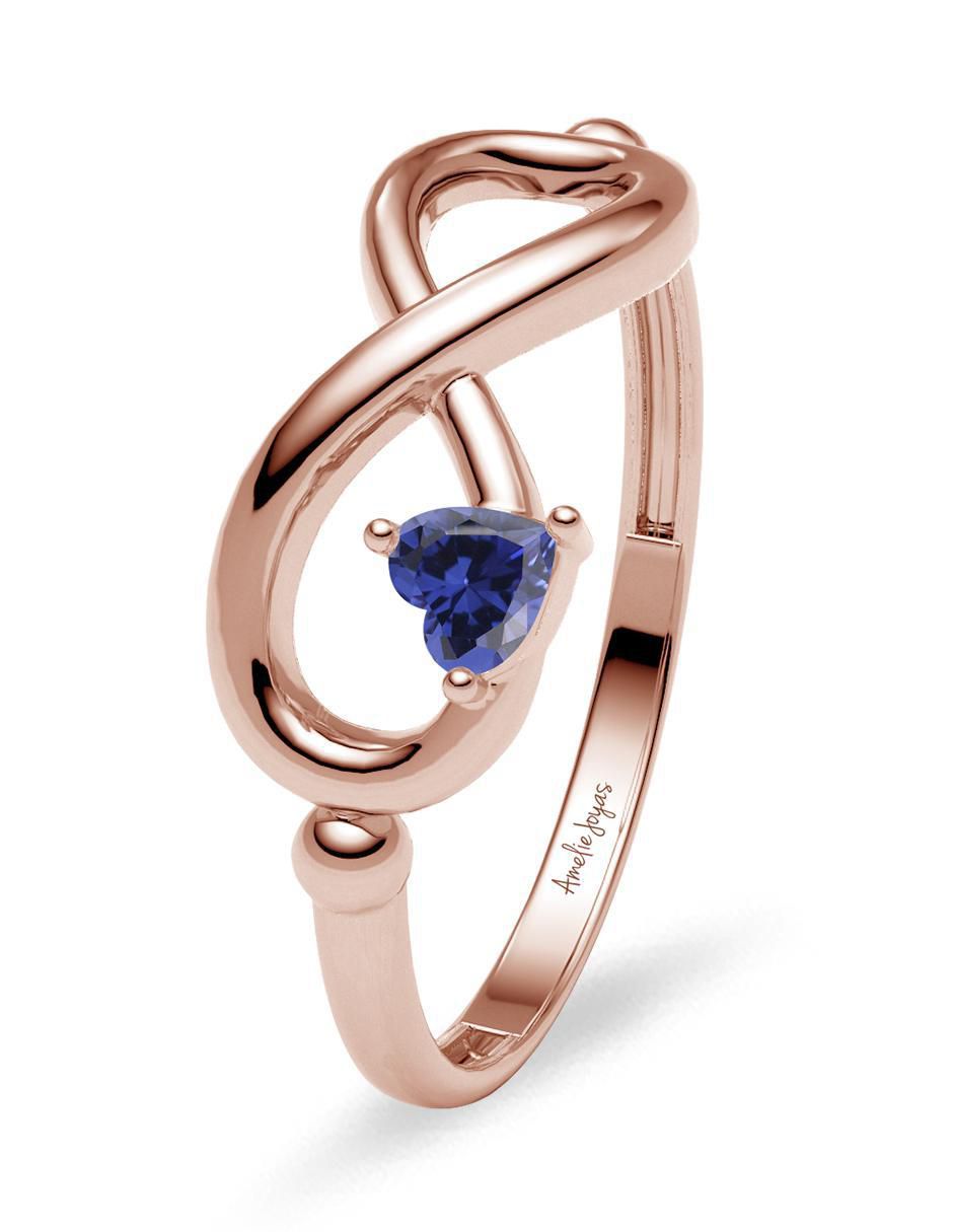 Anillo de corazón 14 k de oro zirconia brillante 5