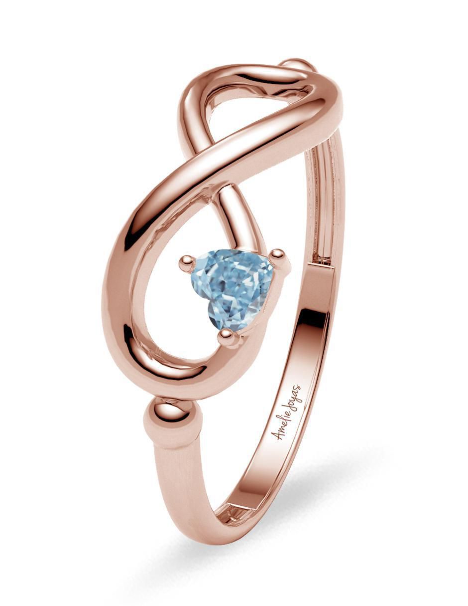 Anillo de corazón 14 k de oro zirconia brillante 5