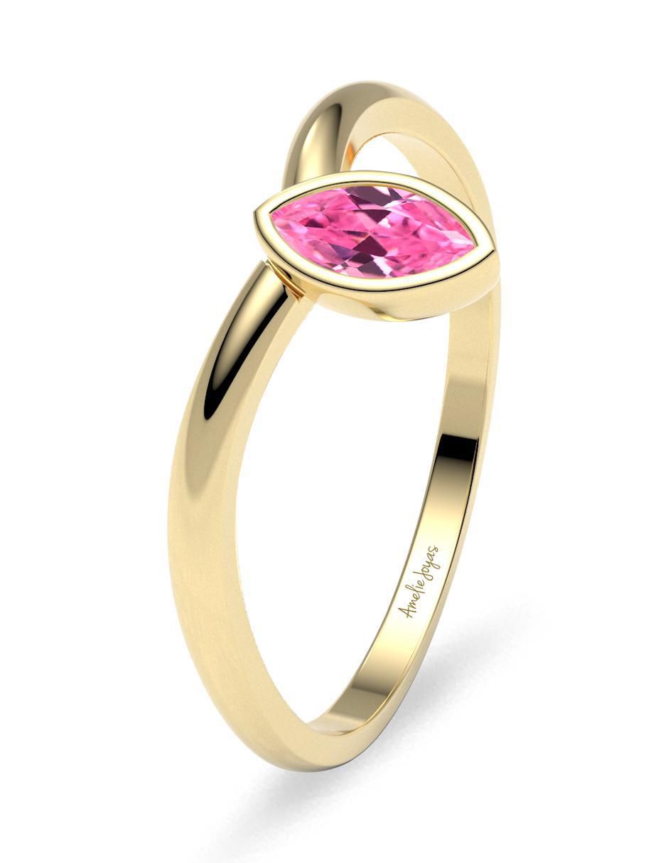 Anillo geométricos 14 k de oro zirconia brillante 5
