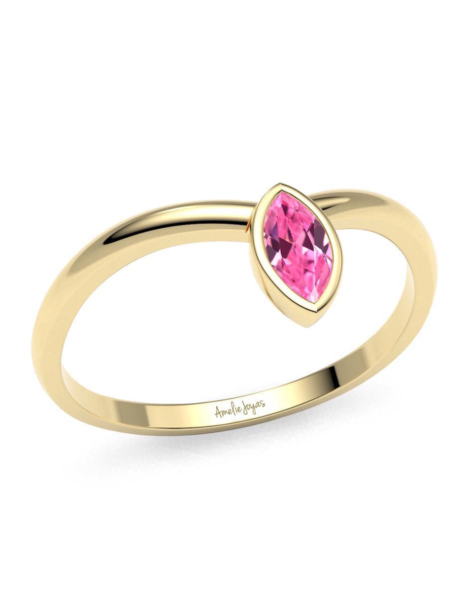 Anillo geométricos 14 k de oro zirconia brillante 4