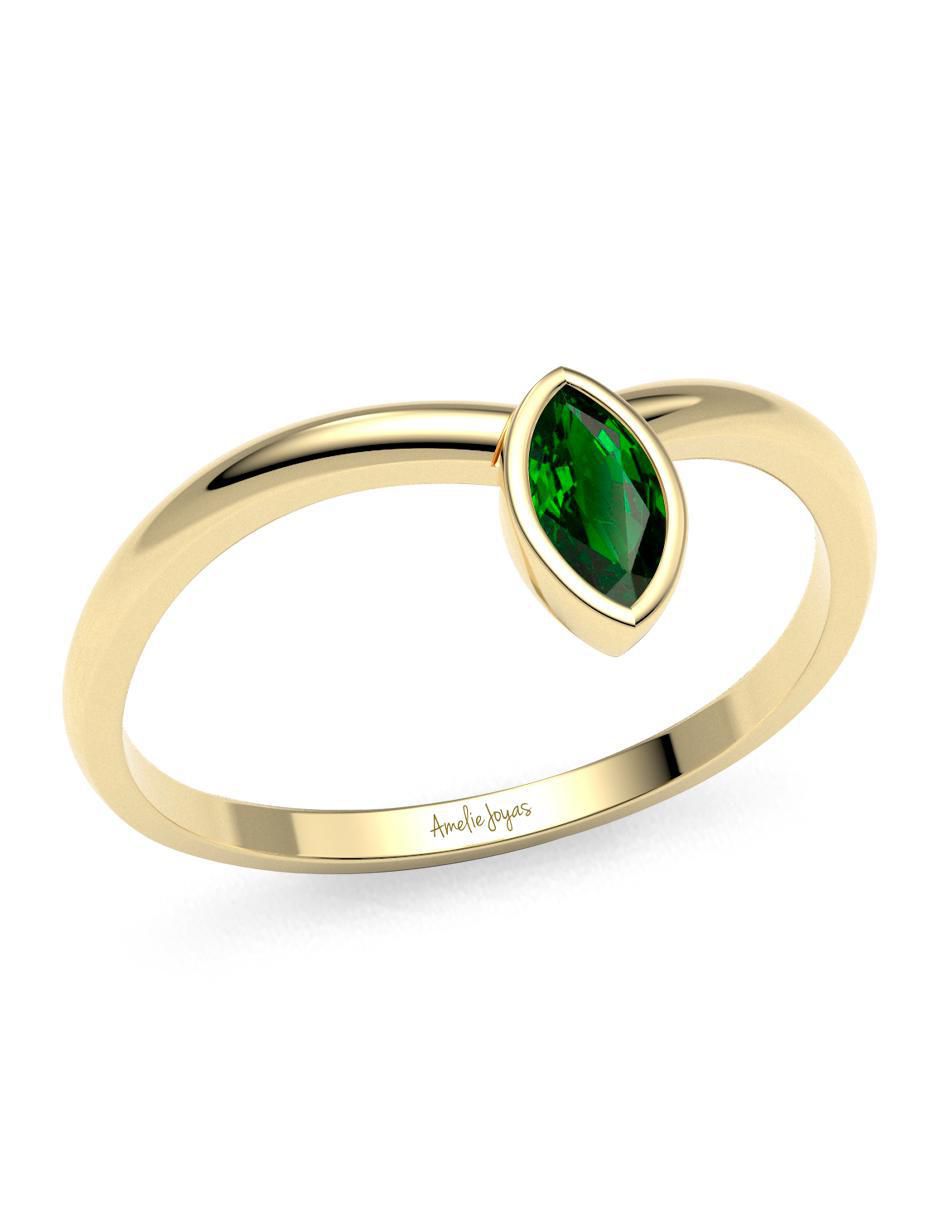 Anillo geométricos 14 k de oro zirconia brillante 4