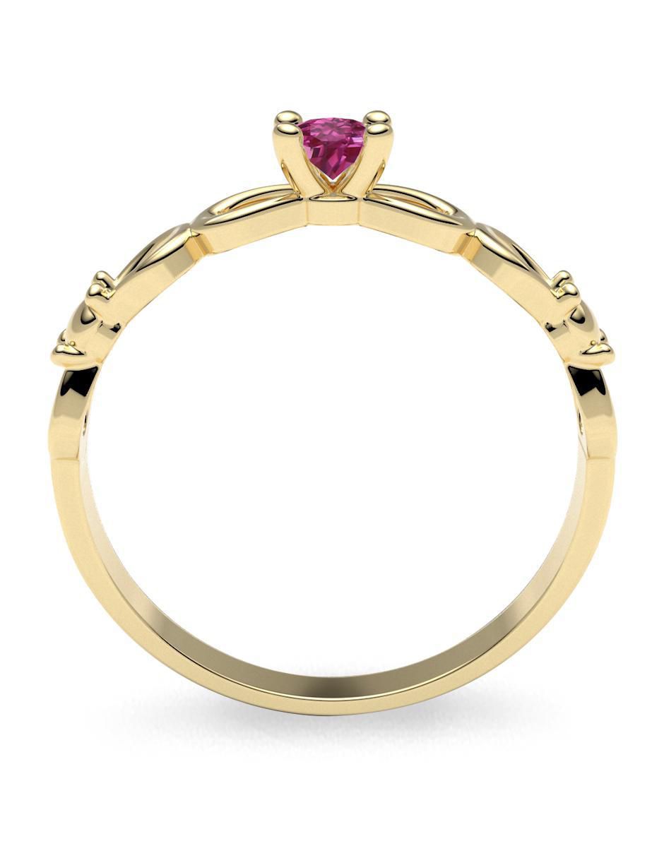 Anillo redondo 14 k de oro zirconia brillante 3