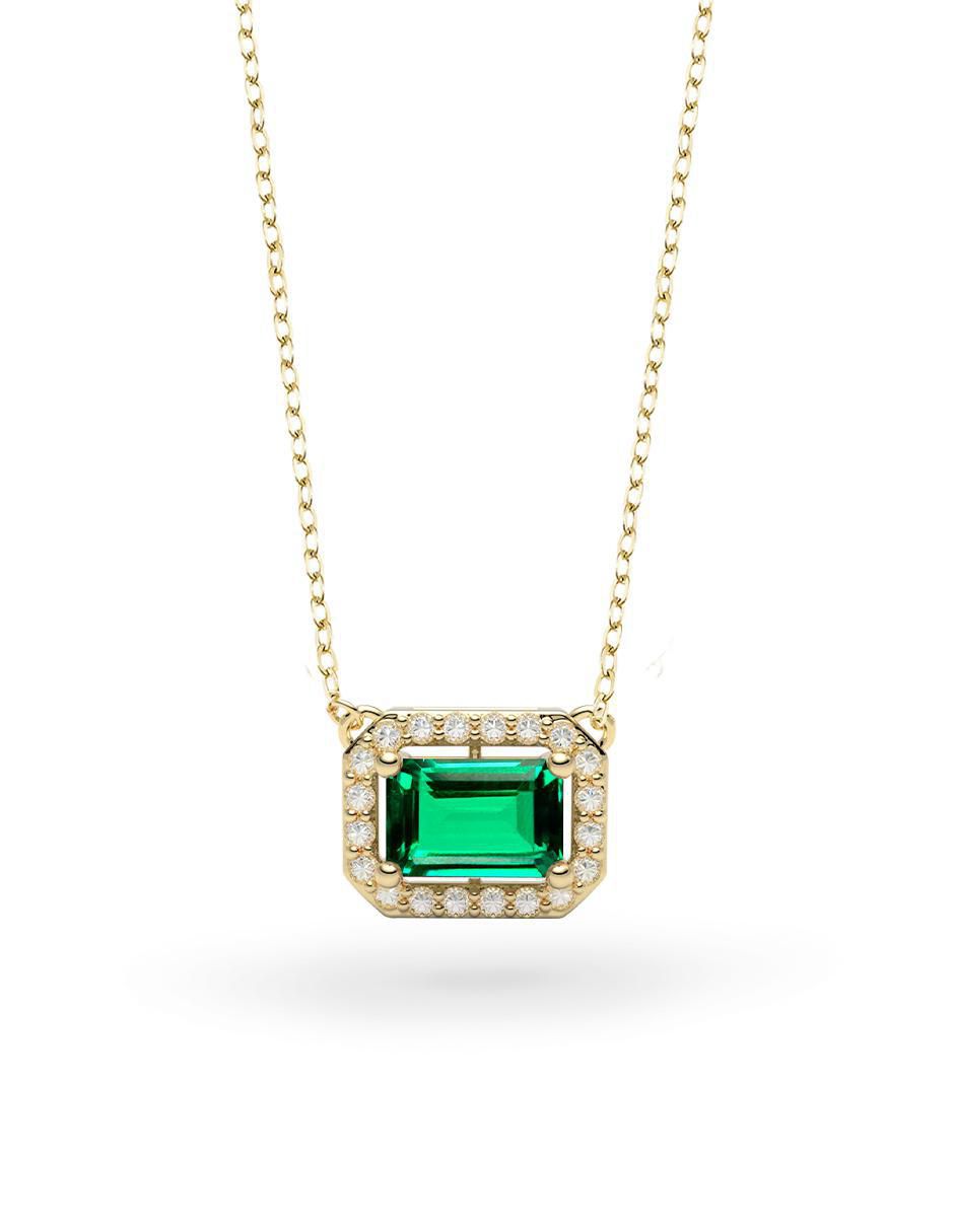 Collar con dije rectangular de oro 14 K