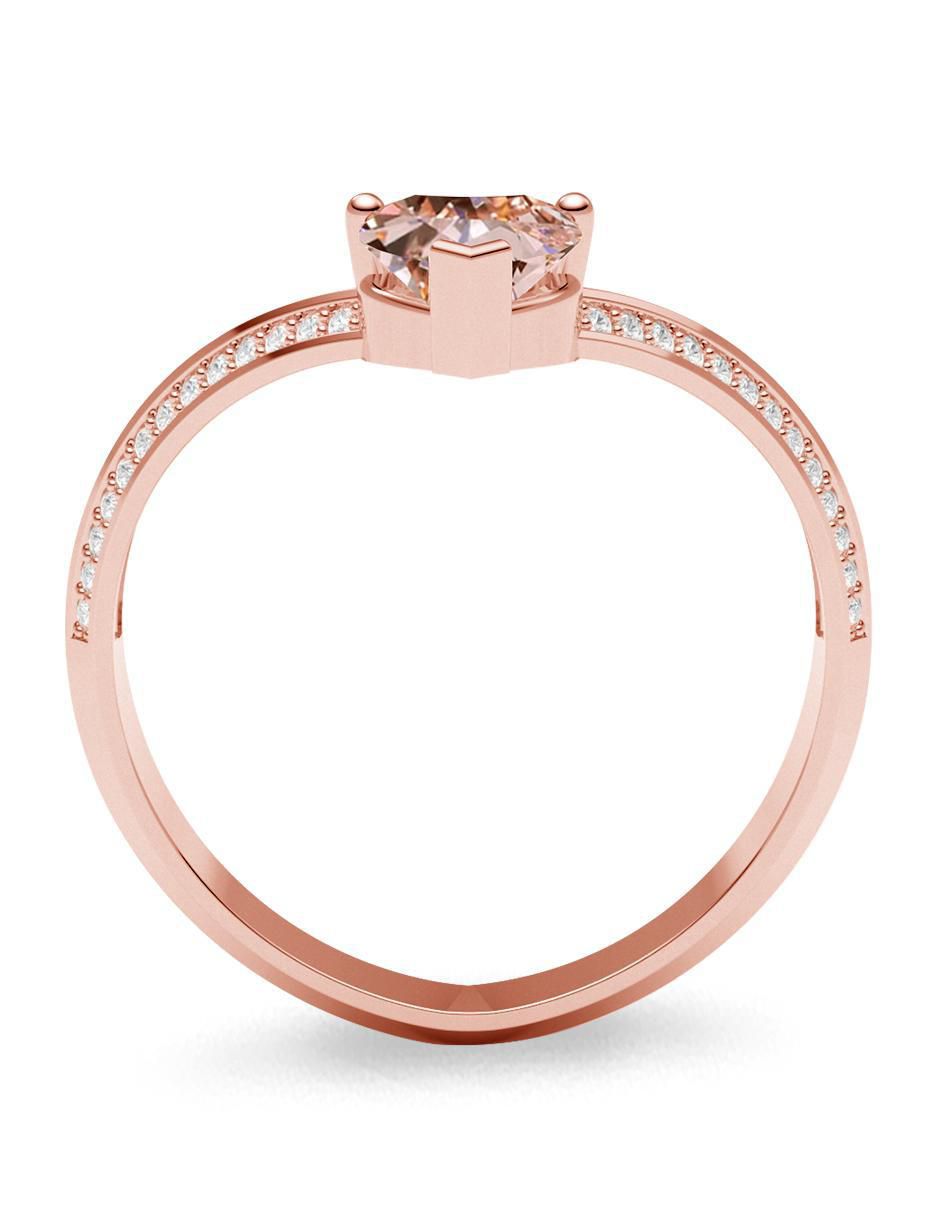 Anillo de corazón 14 k de oro zirconia brillante