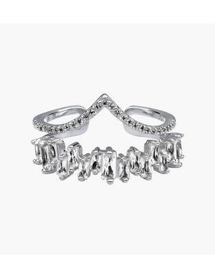 Anillo multi gemas de corona Shining 18 k cristal baño de oro blanco