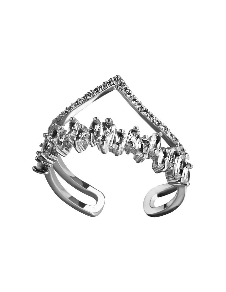 Anillo multi gemas de corona Shining 18 k cristal baño de oro blanco