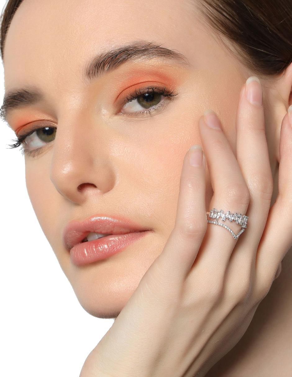Anillo multi gemas de corona Shining 18 k cristal baño de oro blanco