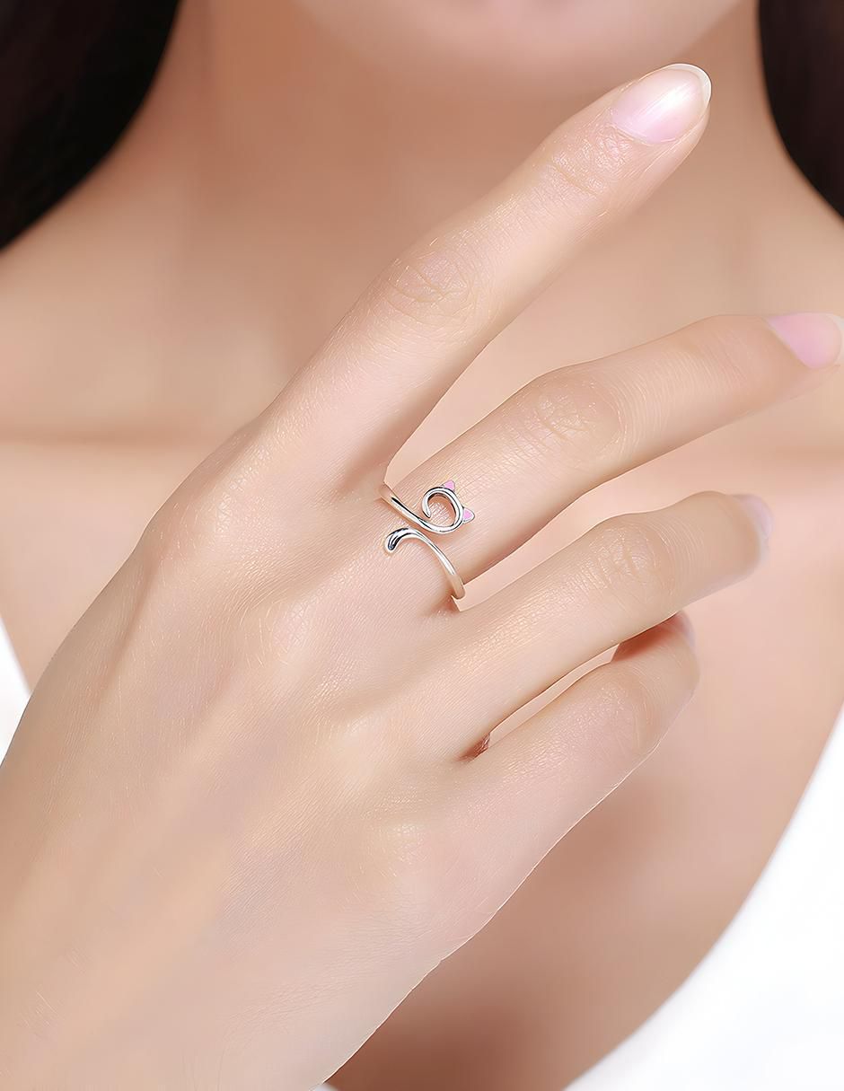 Anillo de gato Kiki Collection P 925 de plata brillante 4