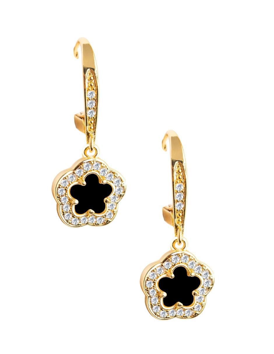 Aretes y collar de trébol circonita 3