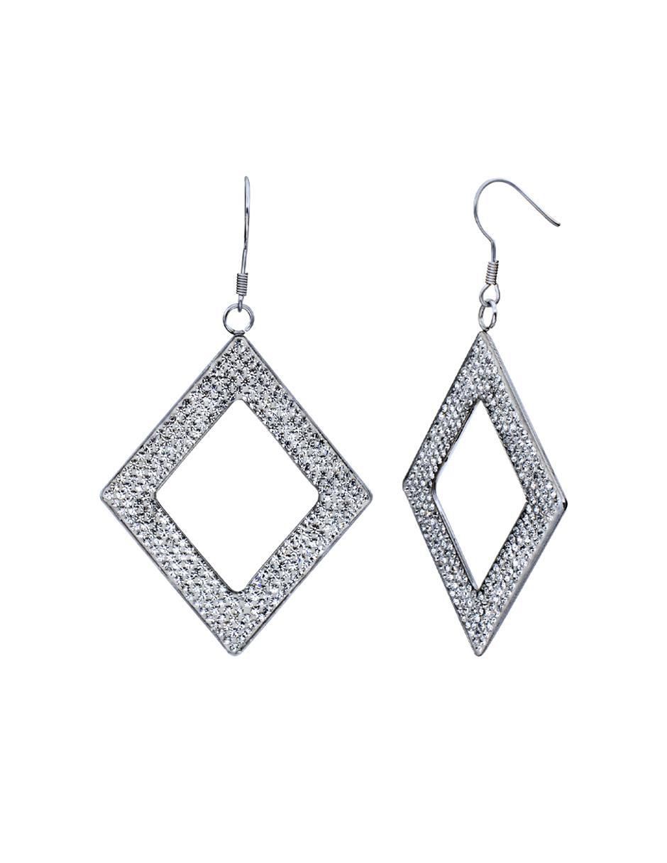 Aretes cuadrados con acabado brillante cristal 3
