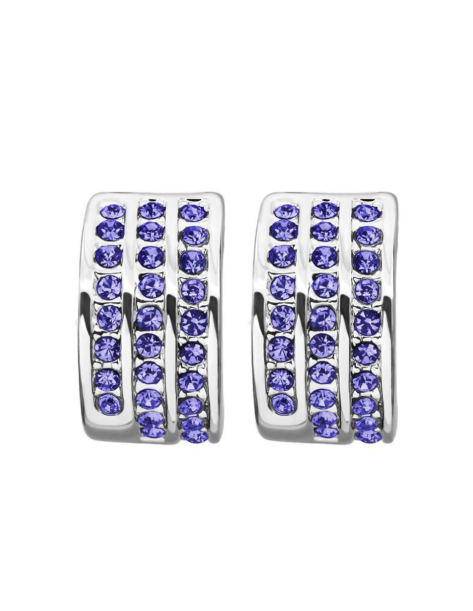 Aretes con acabado baño de oro blanco cristal Aretes con acabado baño de oro blanco cristal