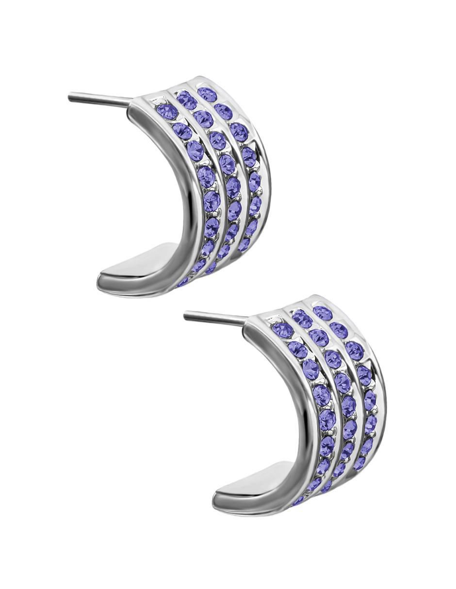 Aretes con acabado baño de oro blanco cristal 2