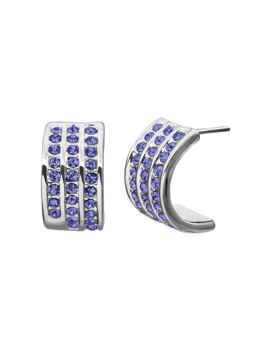 Aretes con acabado baño de oro blanco cristal 3