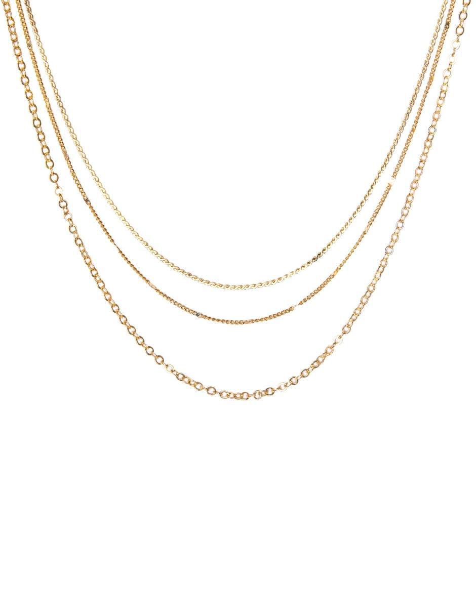Collar de eslabones Triple de baño de oro 18 K