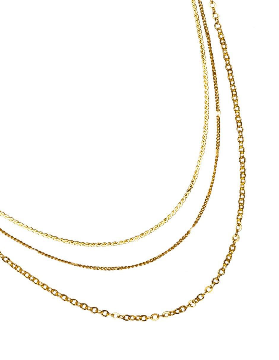 Collar de eslabones Triple de baño de oro 18 K