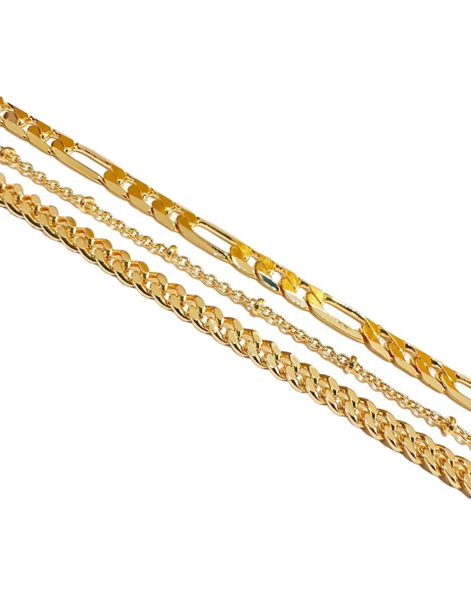 Collar eslabones Triple con acabado baño de oro 18 K 2