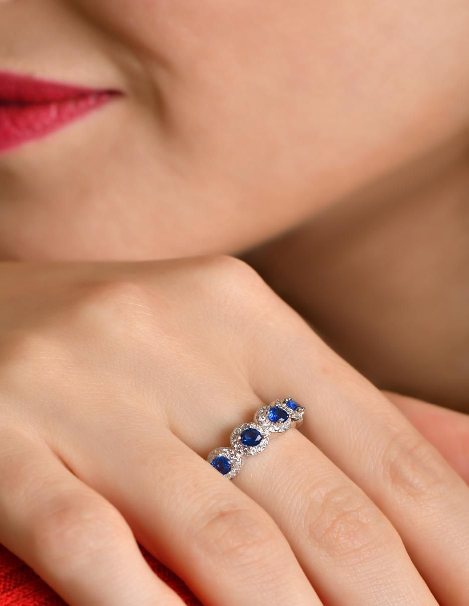 Anillo P 925 de plata zafiro brillante