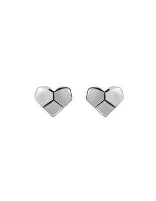 Broqueles de corazón de plata con acabado brillante Broqueles de corazón de plata con acabado brillante