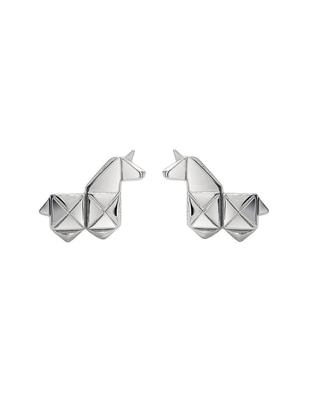 Broqueles de unicornio Origami de plata P 925 con acabado brillante