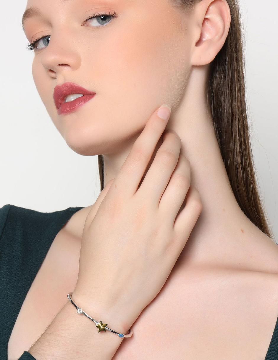 Brazalete con cristal austriaco Fancy acabado liso