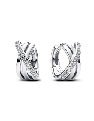 Aretes de aro Signature de plata P 925 con acabado brillante