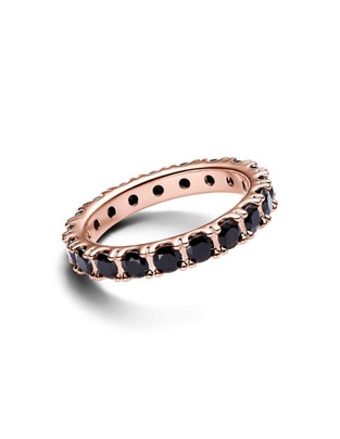 Anillo redondo Timeless de plata P 925 cristal con acabado baño de oro rosa