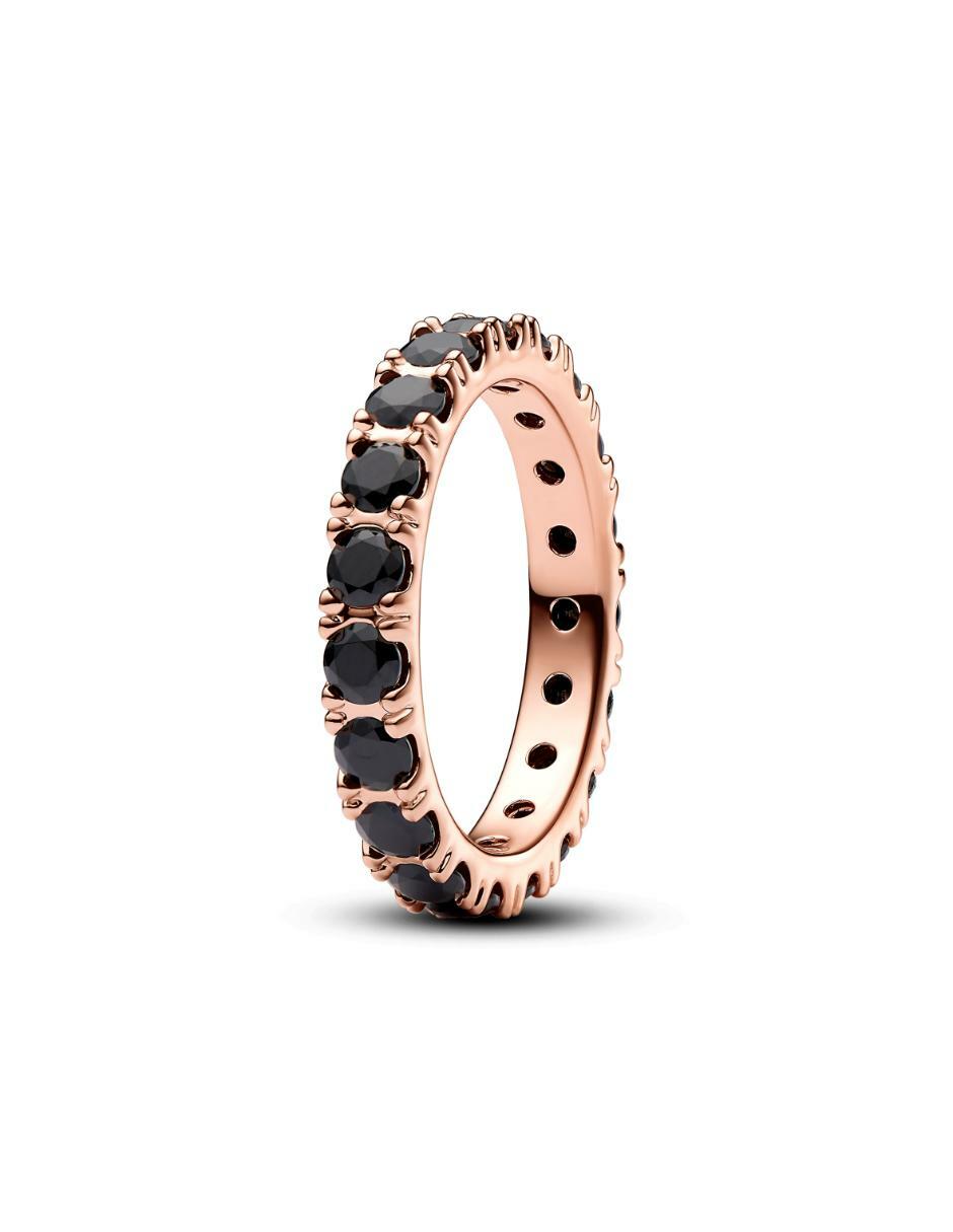 Anillo redondo Timeless de plata P 925 cristal con acabado baño de oro rosa