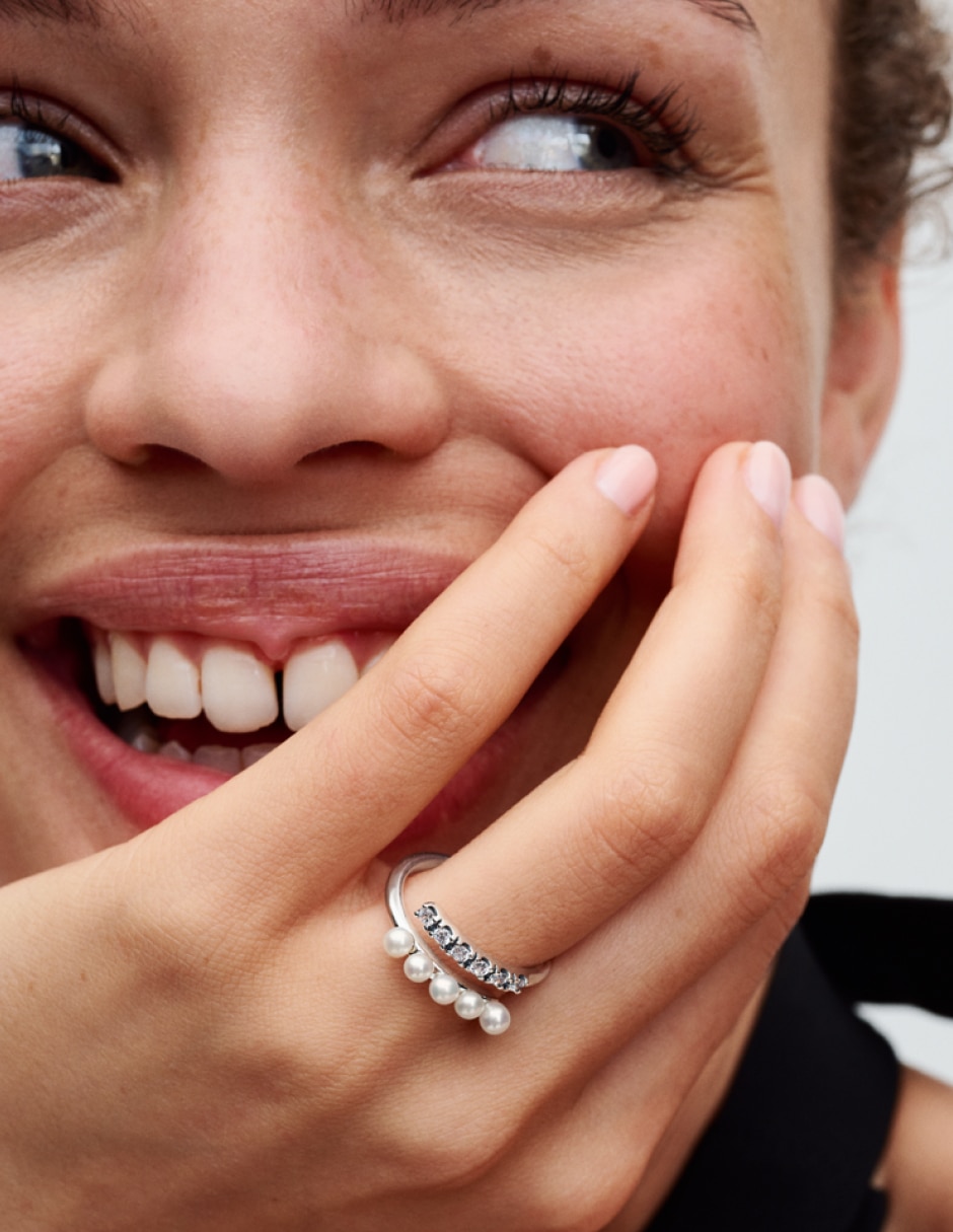 Anillo redondo Timeless P 925 de plata perla brillante 3