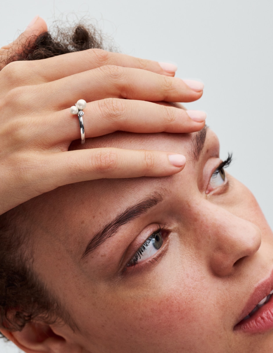 Anillo redondo Timeless P 925 de plata perla brillante 3