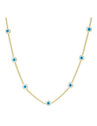 Collar de ojo turco Buena Suerte de plata con acabado baño de oro P 925