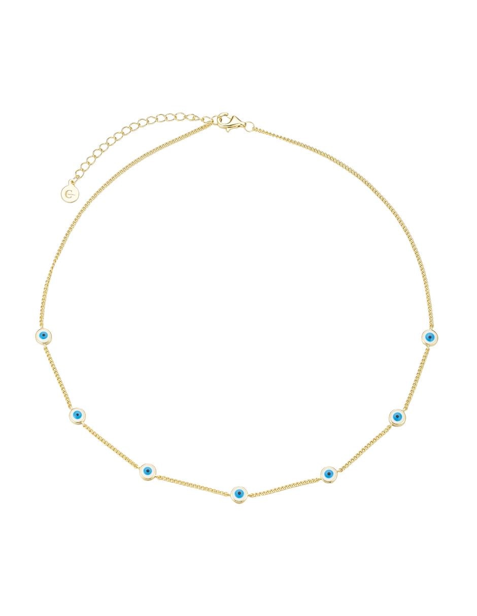 Collar de ojo turco Buena Suerte de plata con acabado baño de oro P 925 2