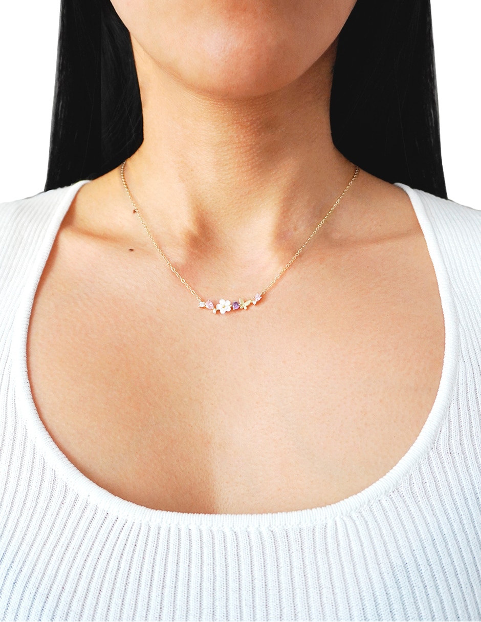 Collar de flor carré de plata p 925