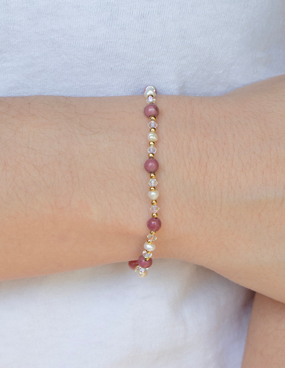 Pulsera con rodonita acabado brillante 3