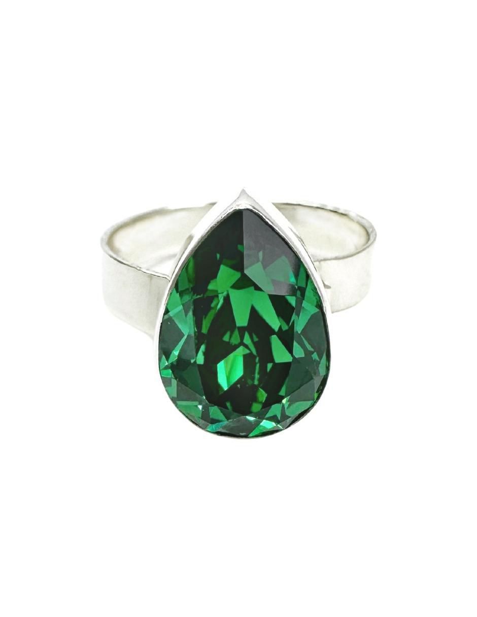 Anillo de pera Pera P 925 de plata cristal